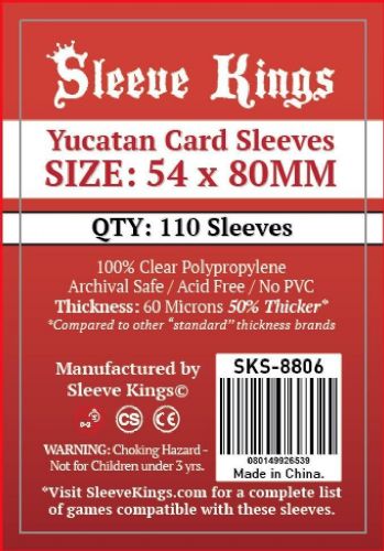 Sleeve Kings Standard Yucatan Card Sleeves (54x80mm) -110 Pack, -SKS-8806